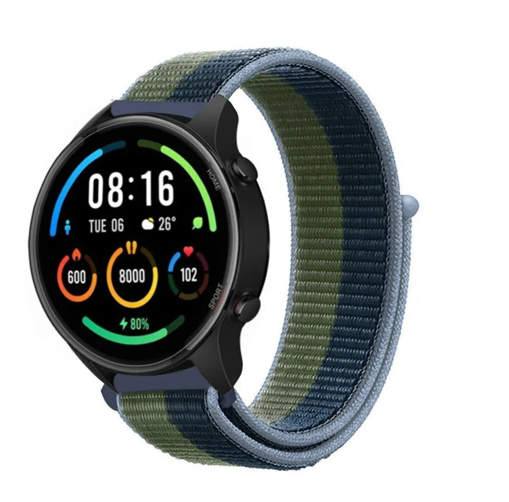 Nylon Strap, moss green, on a watch, 3/4 front view