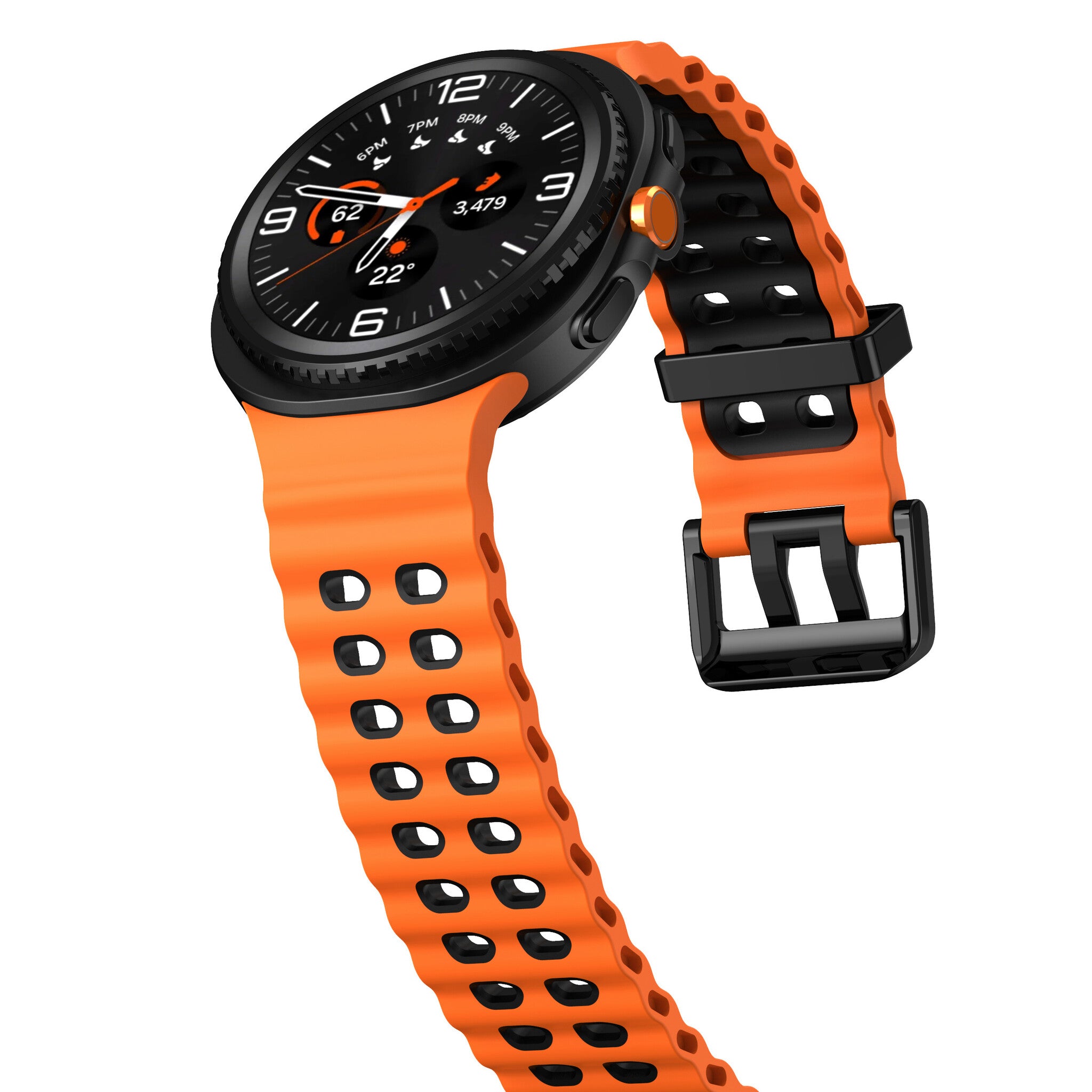 Samsung Galaxy Watch 9 - 44mm Ocean Armband (Orange/Schwarz)