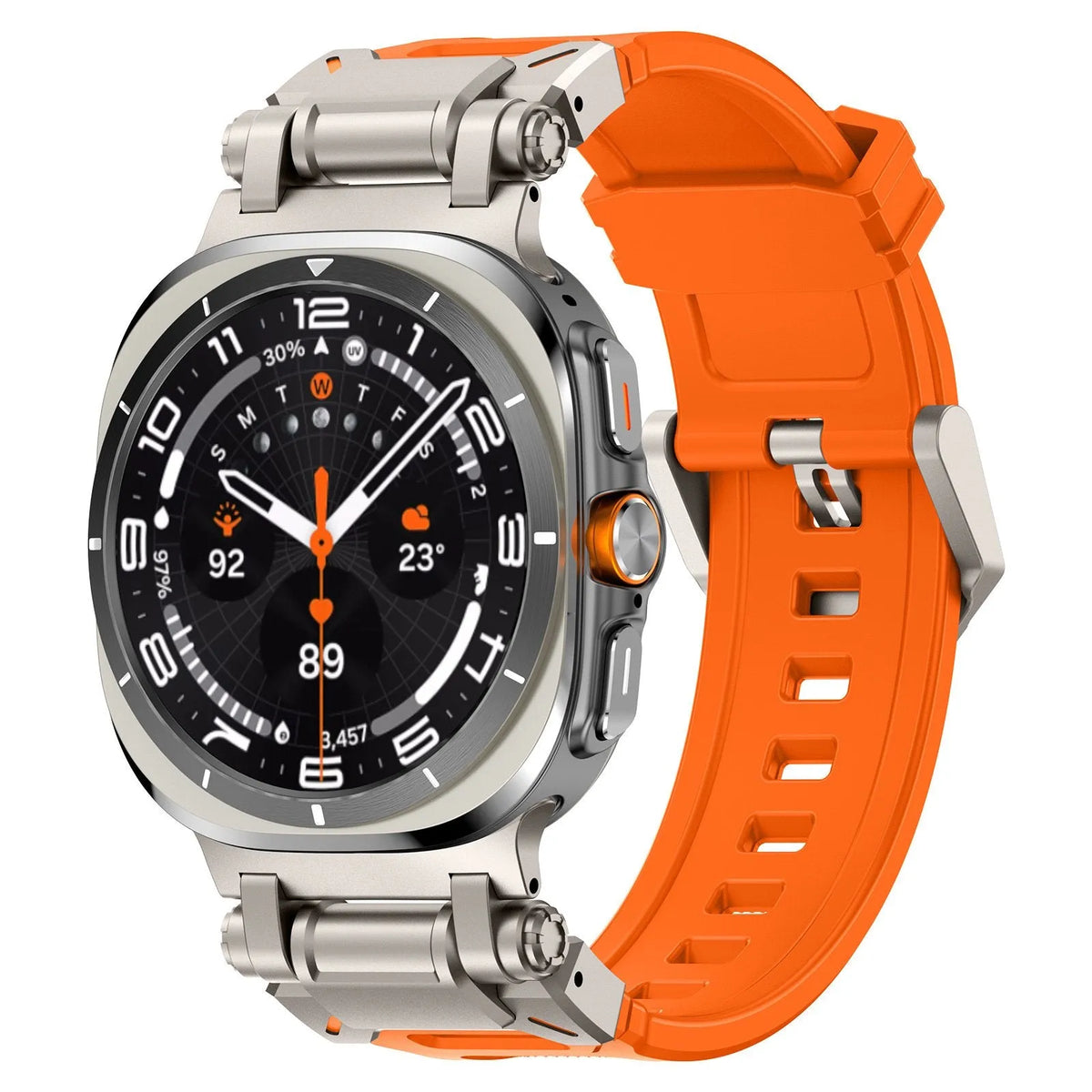 Silicone Strap 'Explorer', on a watch, 3/4 front view