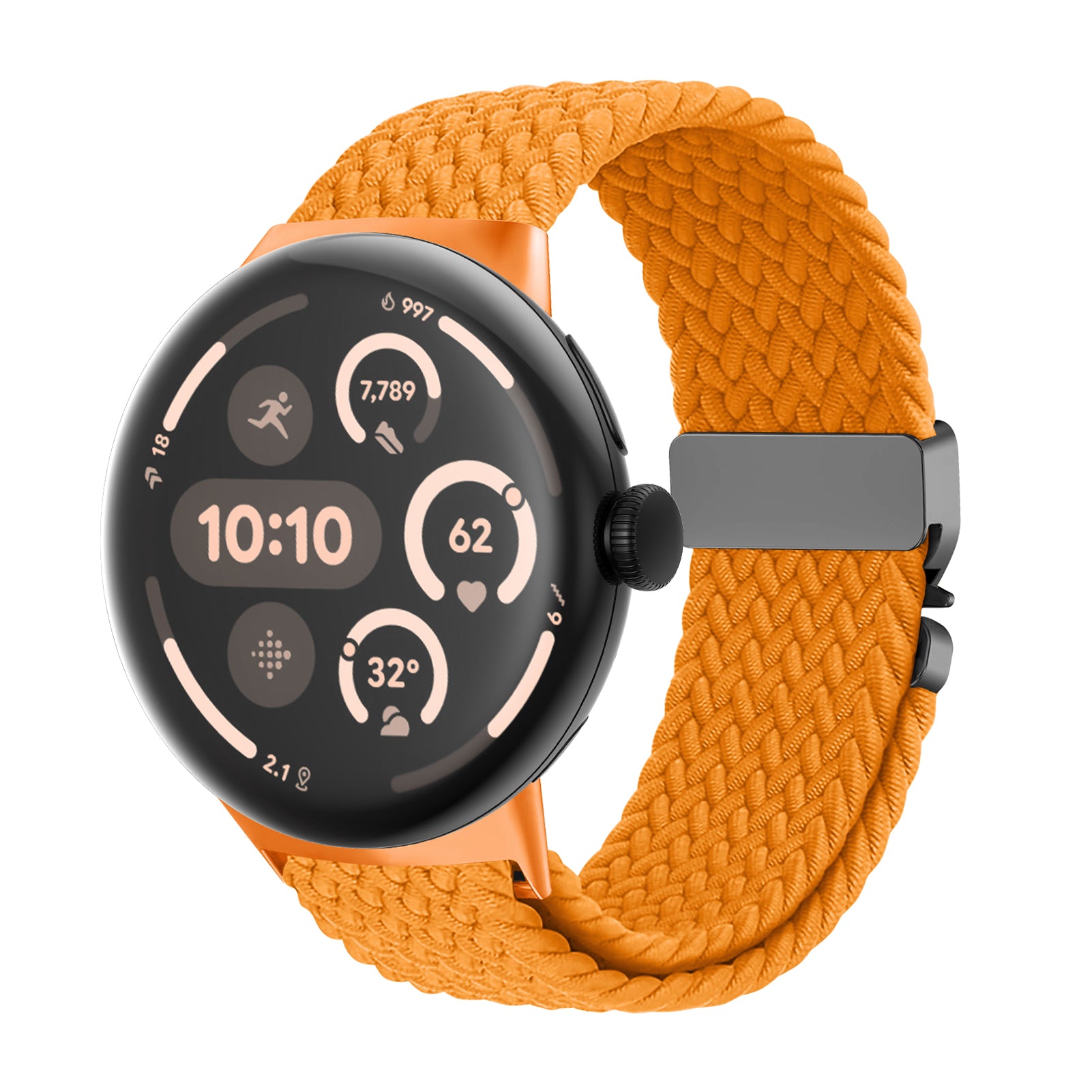 Google Pixel Watch 3 - 45mm Geflochtenes Armband mit P-Schnalle (Orange)