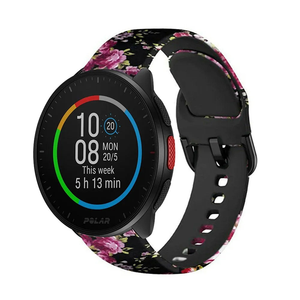 Print Silicone Strap, on a watch, 3/4 front view