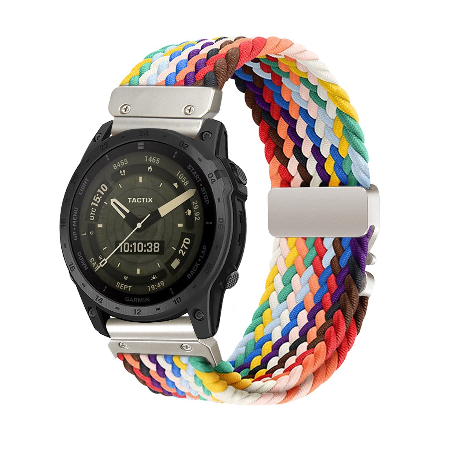 Garmin Fenix 8 - 43mm Geflochtenes Armband mit P-Schnalle (Regenbogen)