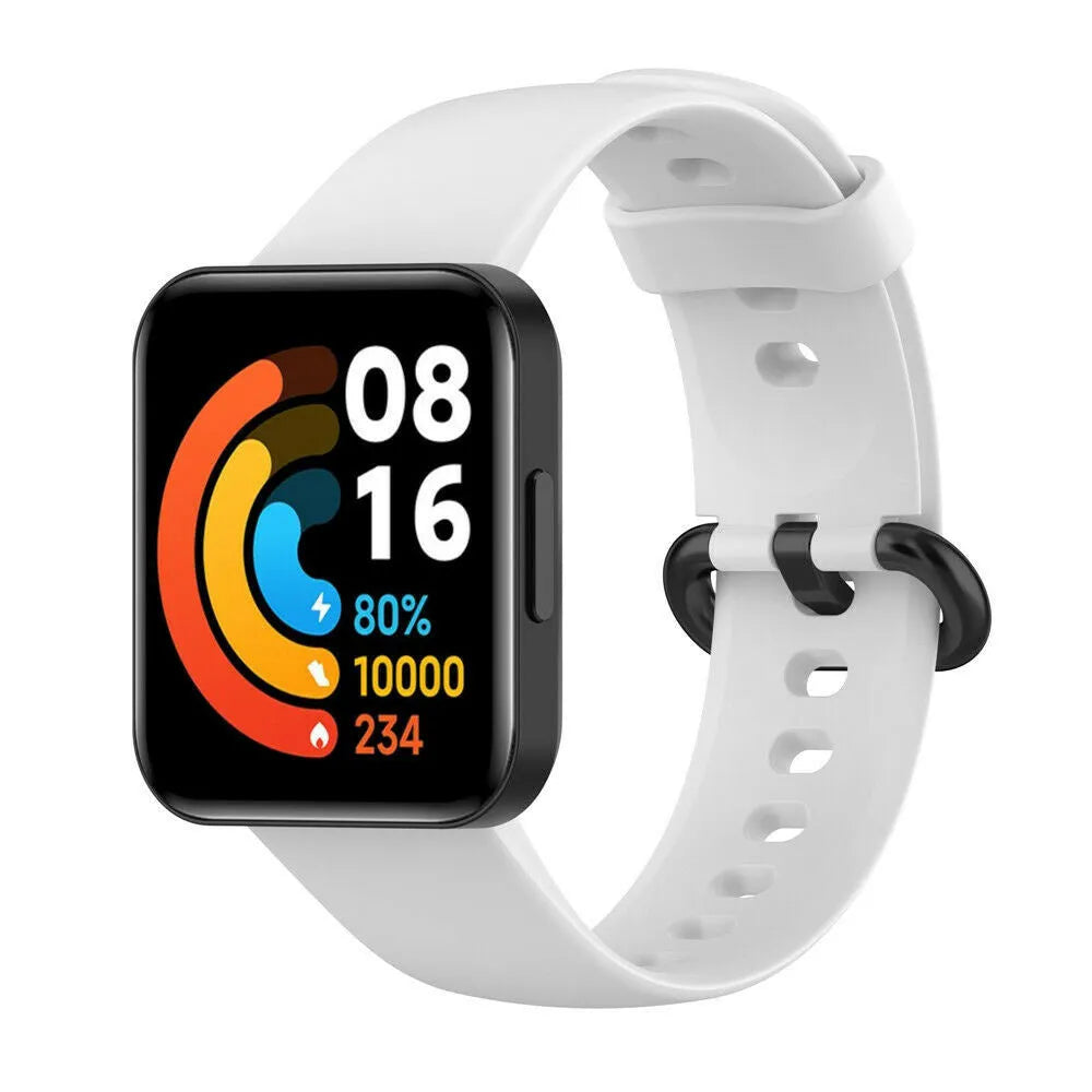 Silicone Strap, white, on a watch, 3/4 front view