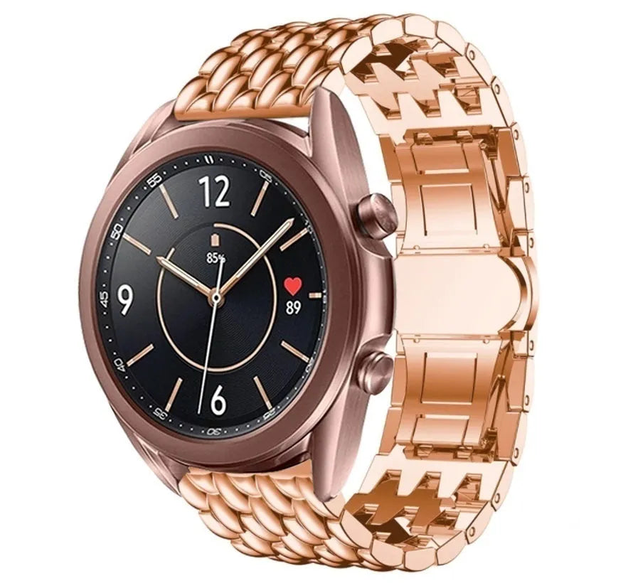 Steel Dragon Strap, rose gold, on a watch, 3/4 front view