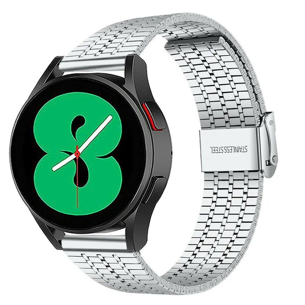 Fine Steel Strap, silver, on a watch, 3/4 front view