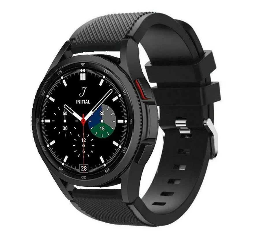 Twill Silicone Strap, black, on a watch, 3/4 front view