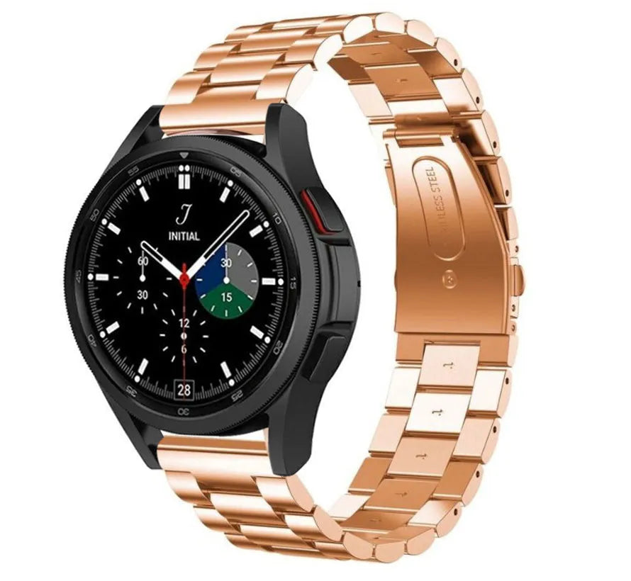 Steel Strap, rose gold, on a watch, 3/4 front view