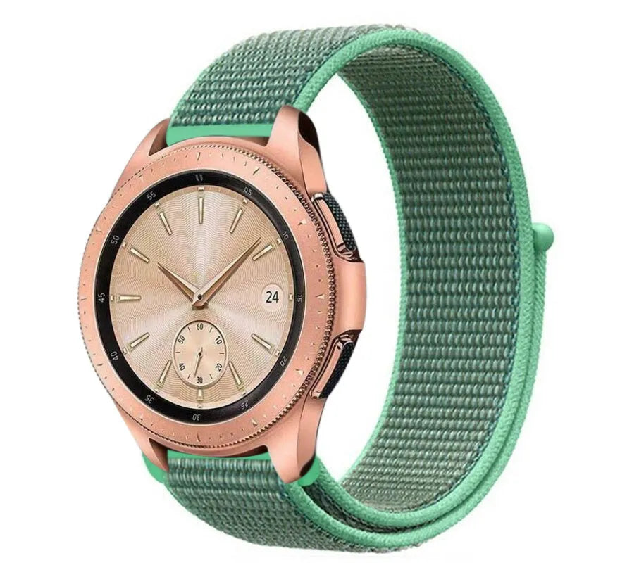 Nylon Strap, mint, on a watch, 3/4 front view