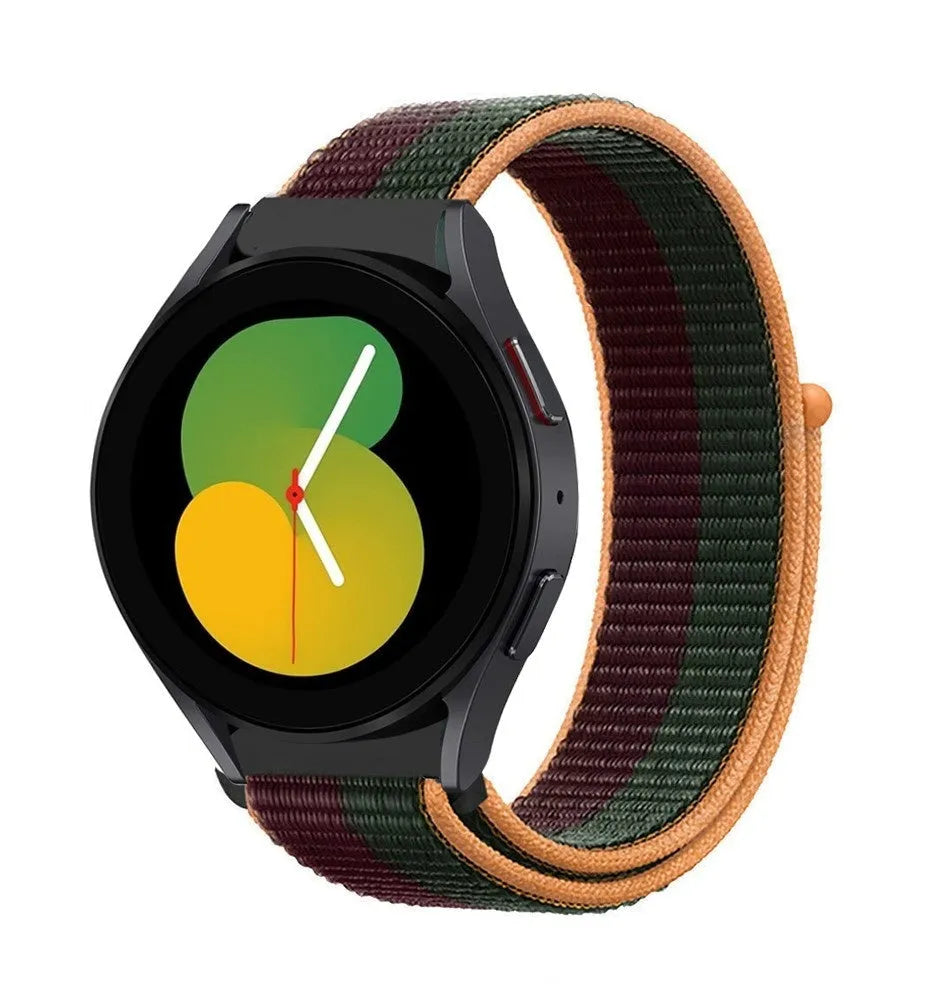 Nylon Strap, dark cherry, on a watch, 3/4 front view
