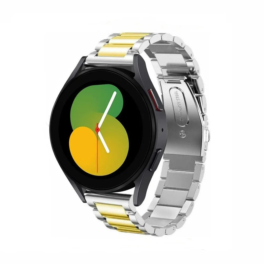 Steel Strap, silver/gold, on a watch, 3/4 front view