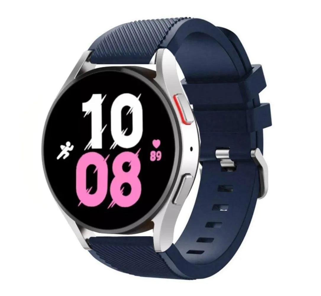 Twill Silicone Strap, dark blue, on a watch, 3/4 front view