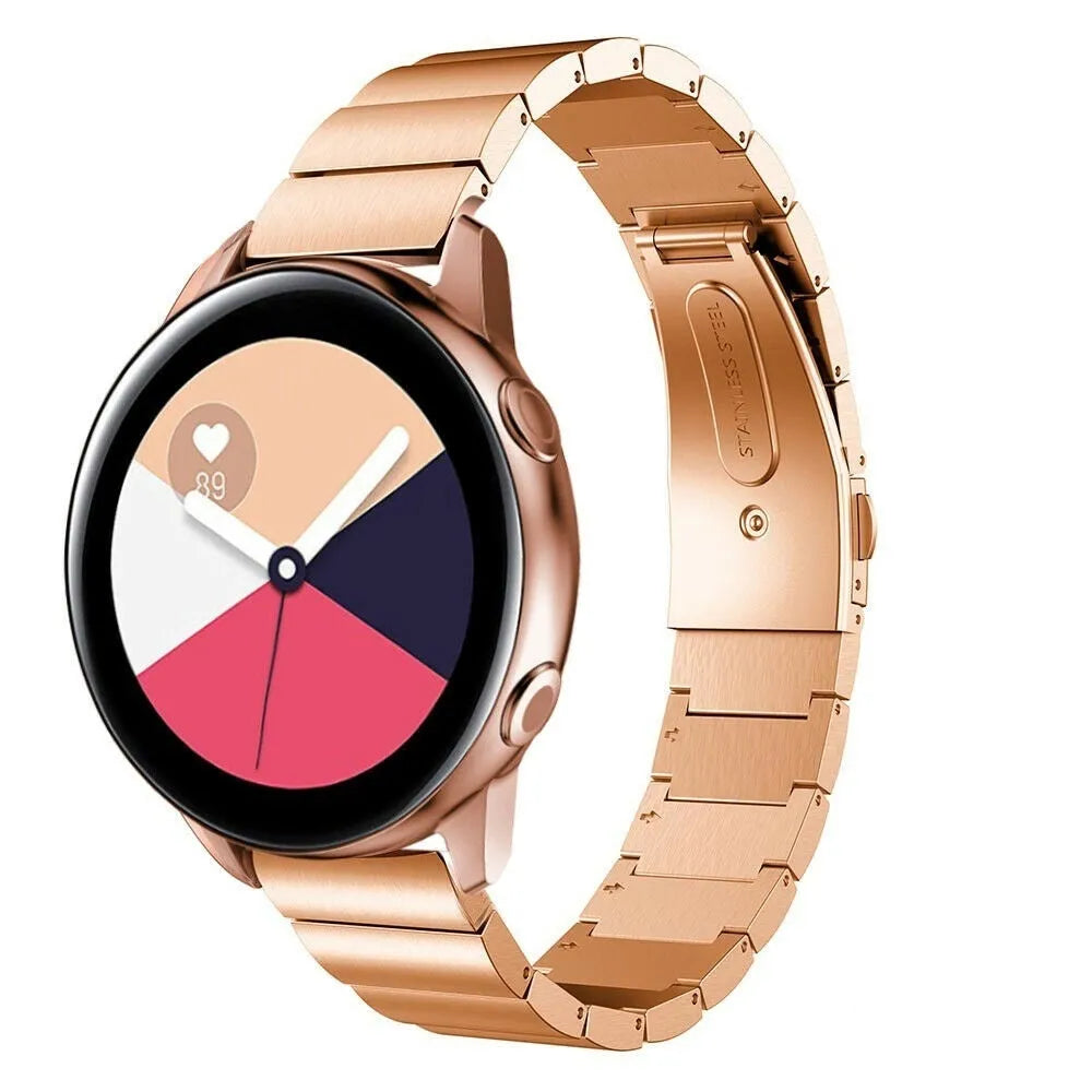 Premium Metal Strap, rose gold, on a watch, 3/4 front view