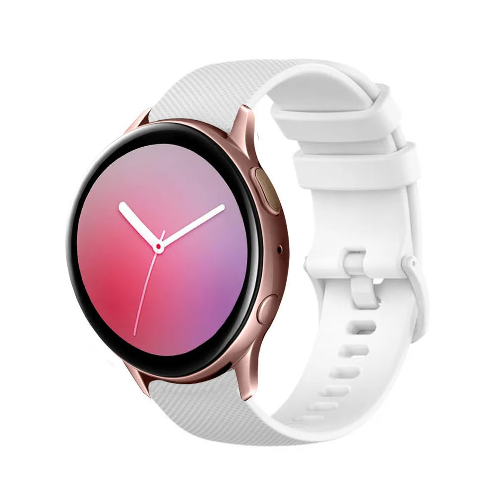 Premium Silicone Strap, white, on a watch, 3/4 front view