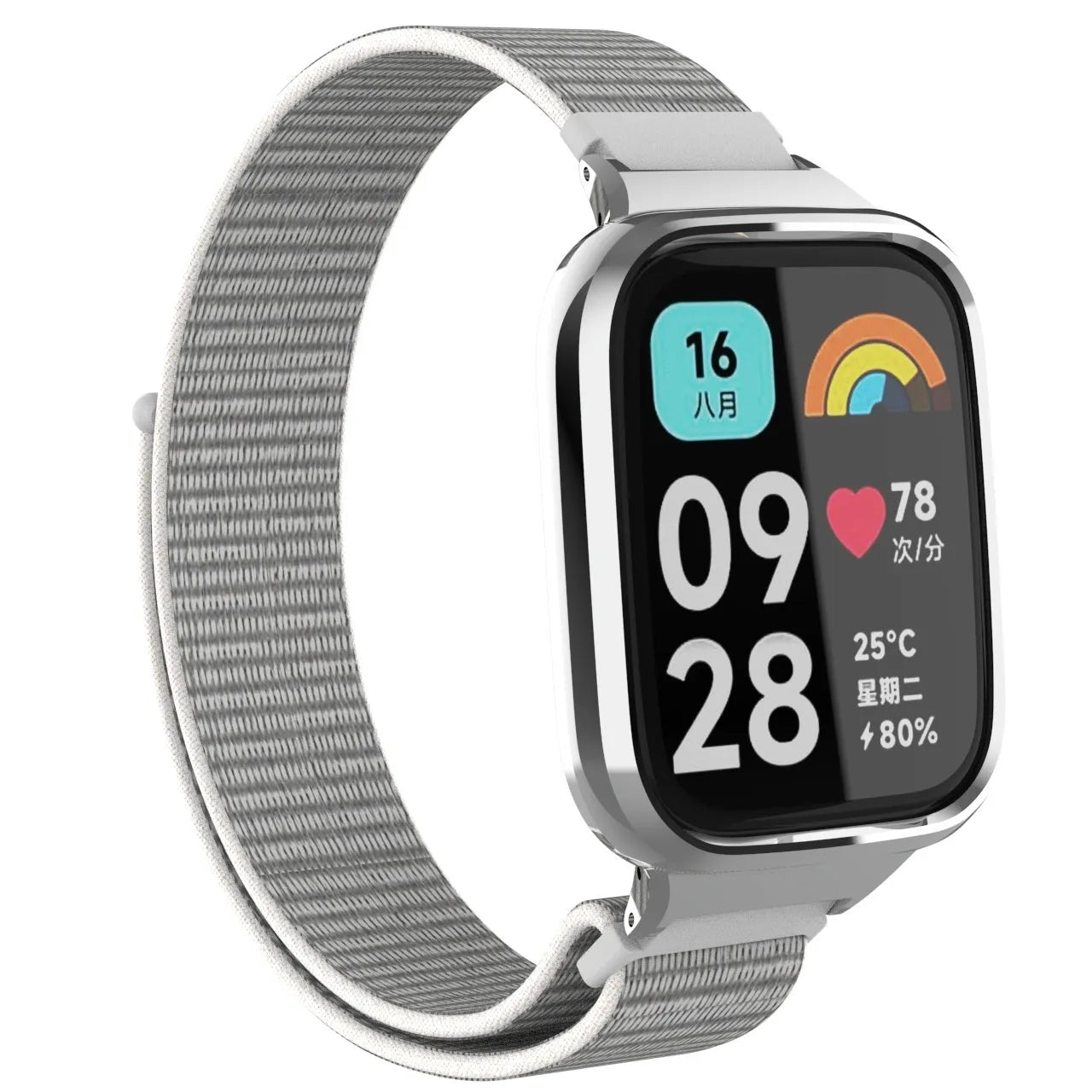 Nylon Strap, seashell, on a watch, 3/4 front view