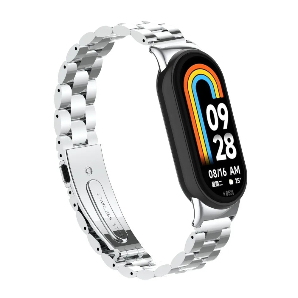 Steel Strap, silver, on a watch, 3/4 front view
