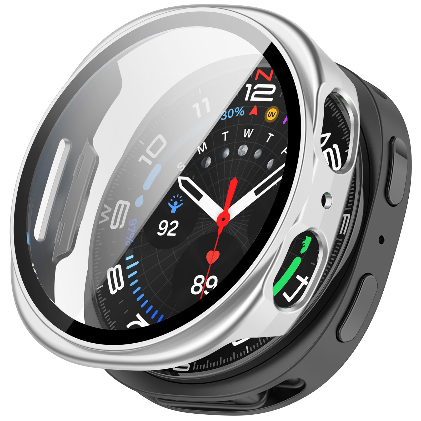 Samsung Galaxy Watch 8 - 44mm Hardcase mit Glas (Silber)
