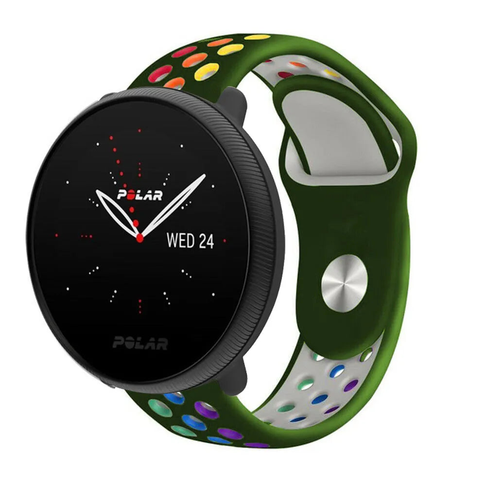 Silicone Sport Strap, on a watch, 3/4 front view