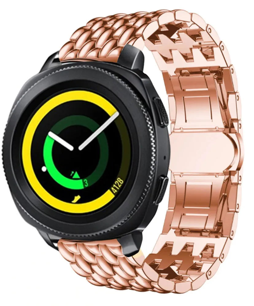 Steel Dragon Strap, rose gold, on a watch, 3/4 front view