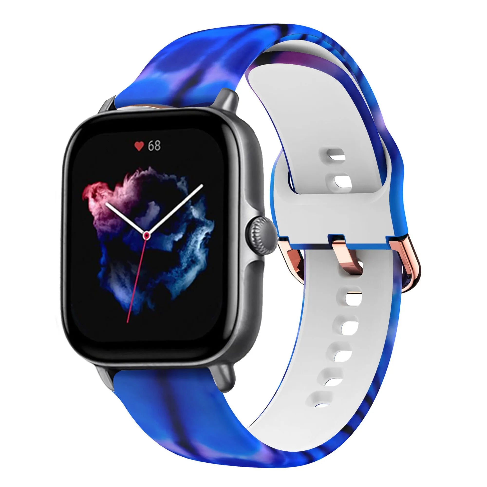 Print Silicone Strap, on a watch, 3/4 front view