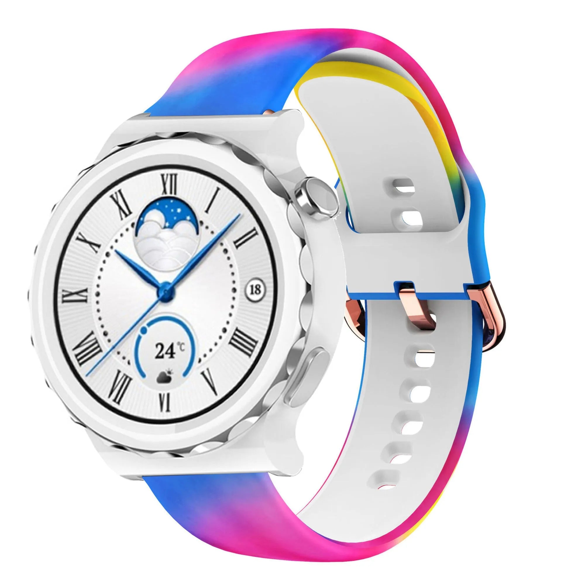 Print Silicone Strap, on a watch, 3/4 front view