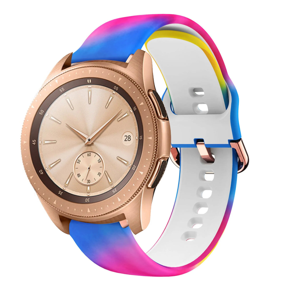 Print Silicone Strap, on a watch, 3/4 front view