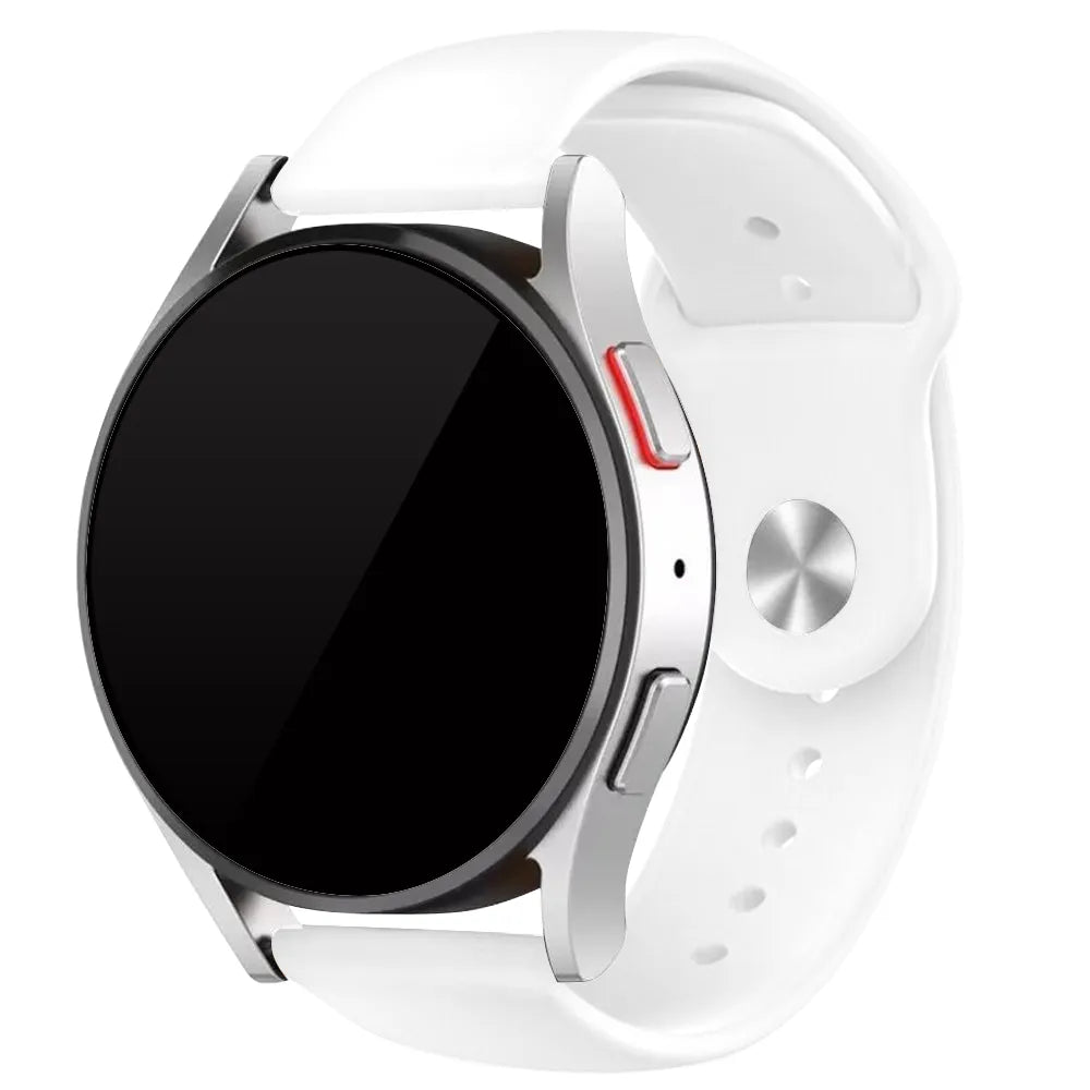 Silicone Glow in the Dark Strap, white, on a watch, 3/4 front view
