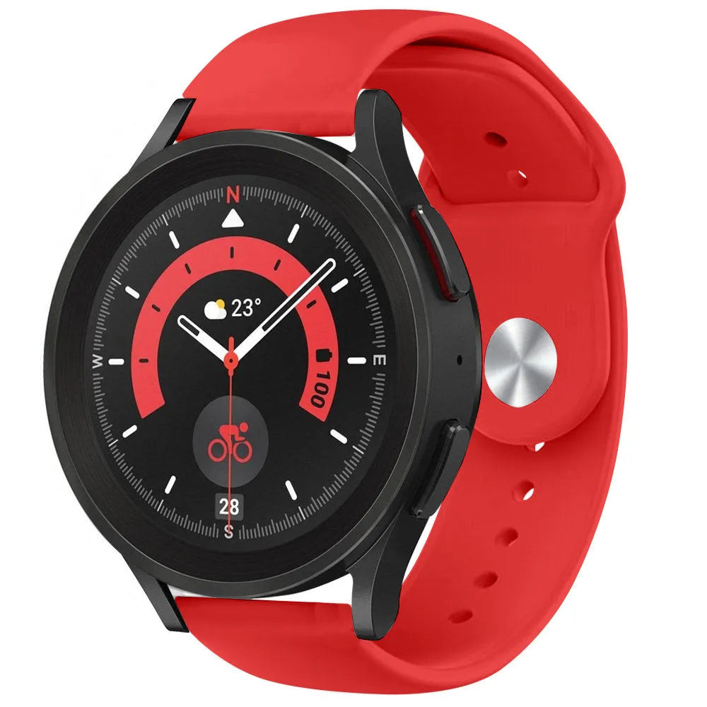Silicone Sport Strap, red, on a watch, 3/4 front view