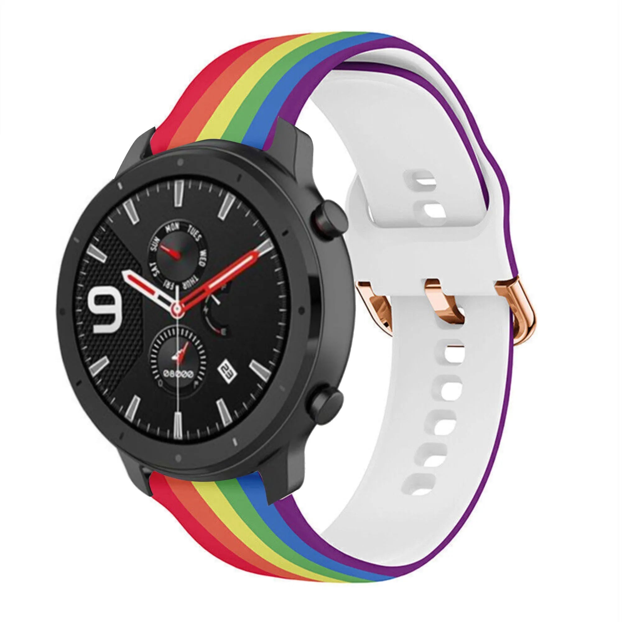Print Silicone Strap, on a watch, 3/4 front view