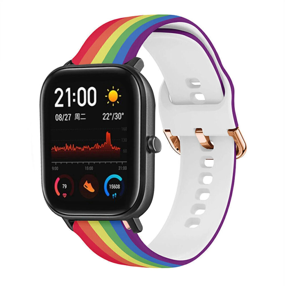 Print Silicone Strap, on a watch, 3/4 front view