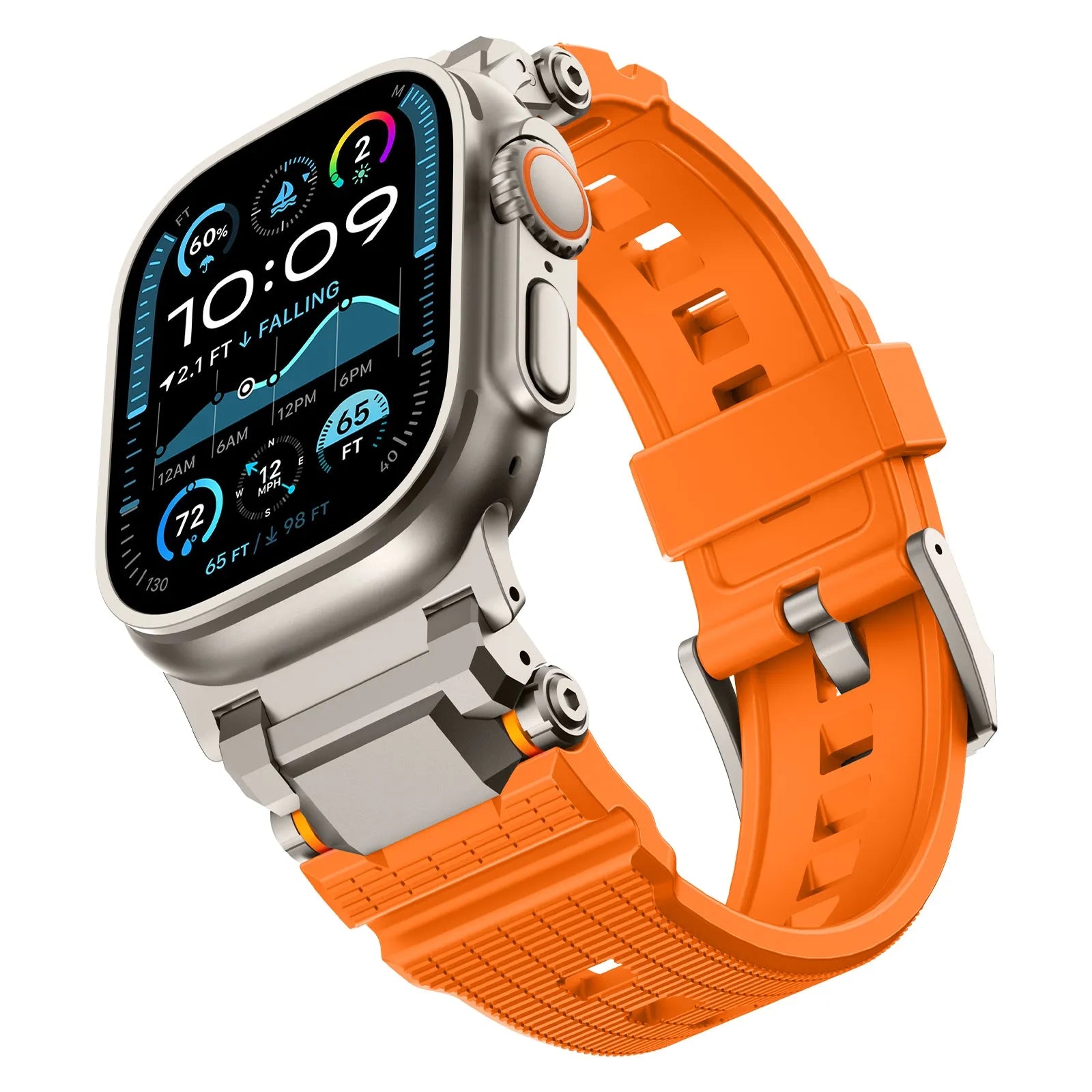 Apple Watch 'Adventurer' Silikonarmband (Orange mit Titan)