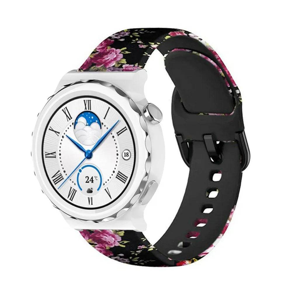 Print Silicone Strap, on a watch, 3/4 front view