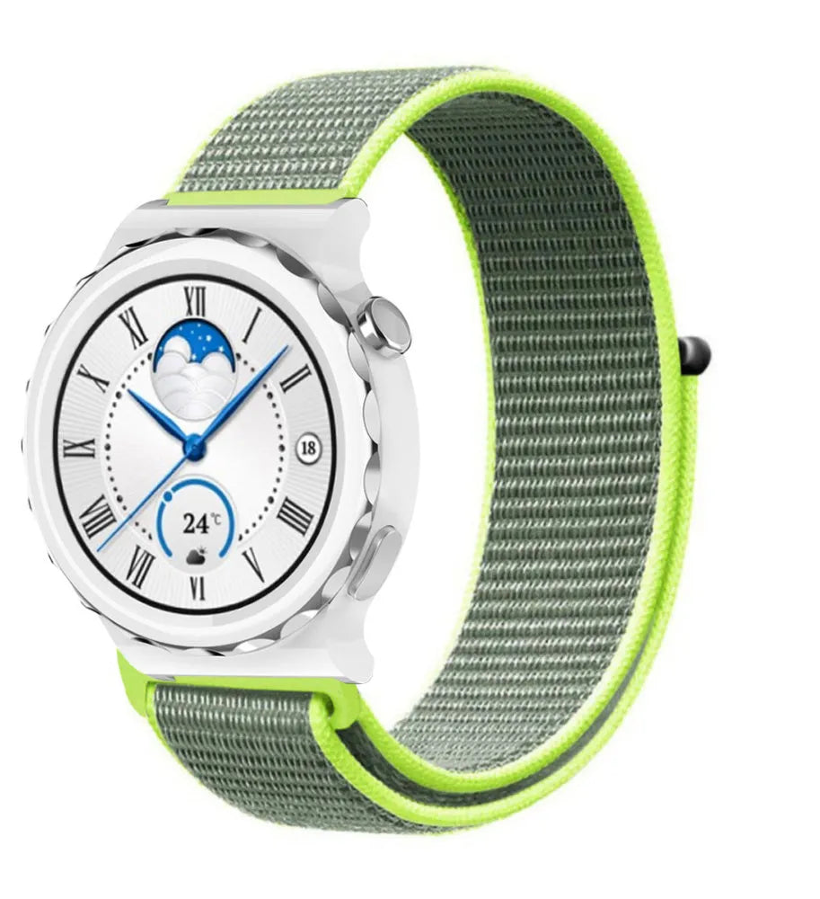 Nylon Strap, fluorescent, on a watch, 3/4 front view