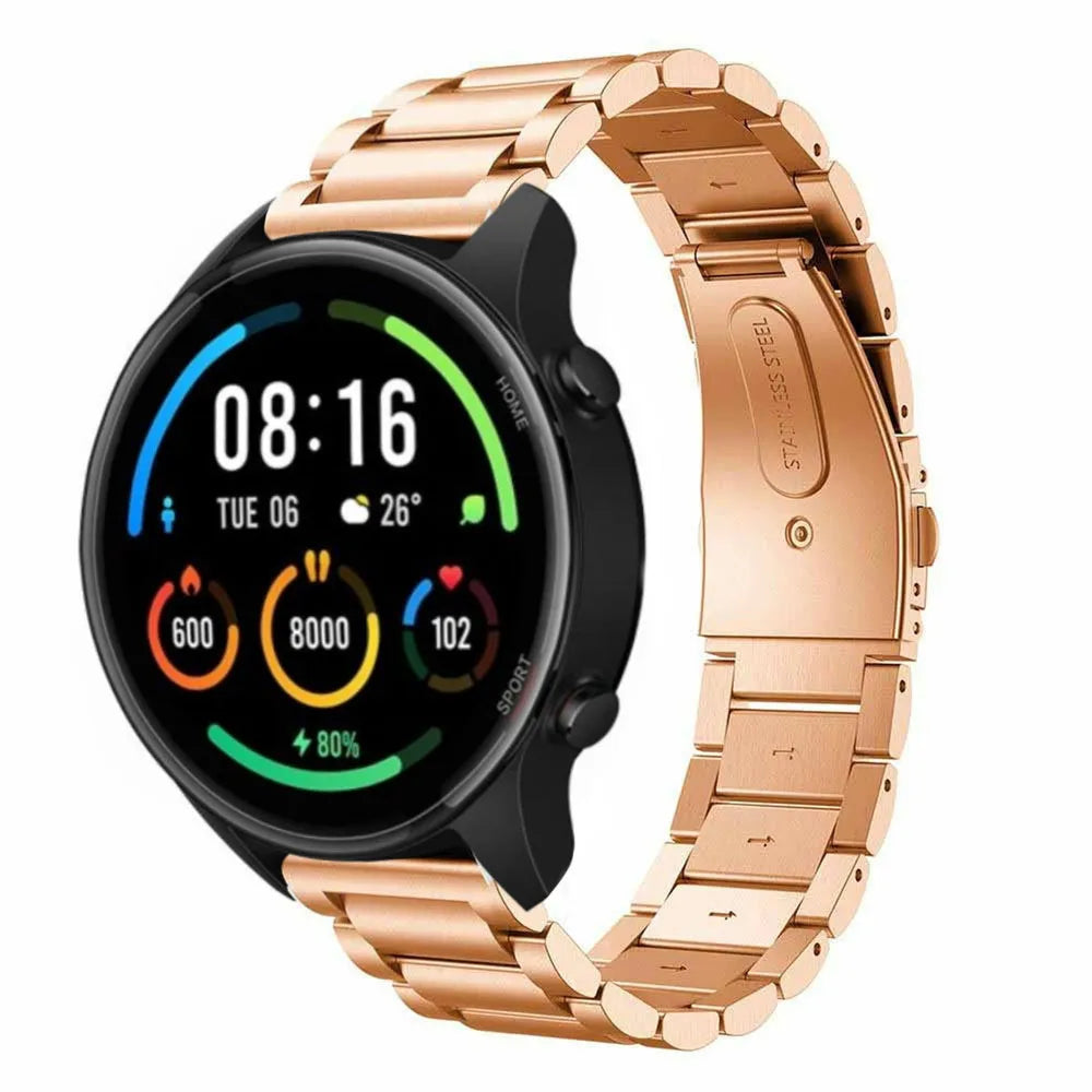 Steel Strap, rose gold, on a watch, 3/4 front view