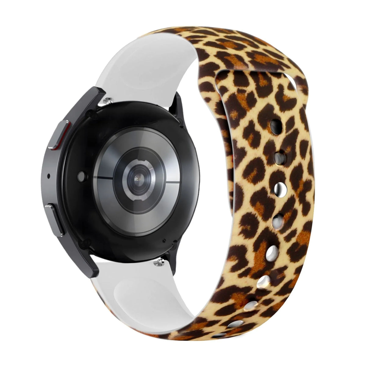 Silicone Patterned Strap, on a watch, 3/4 rear view