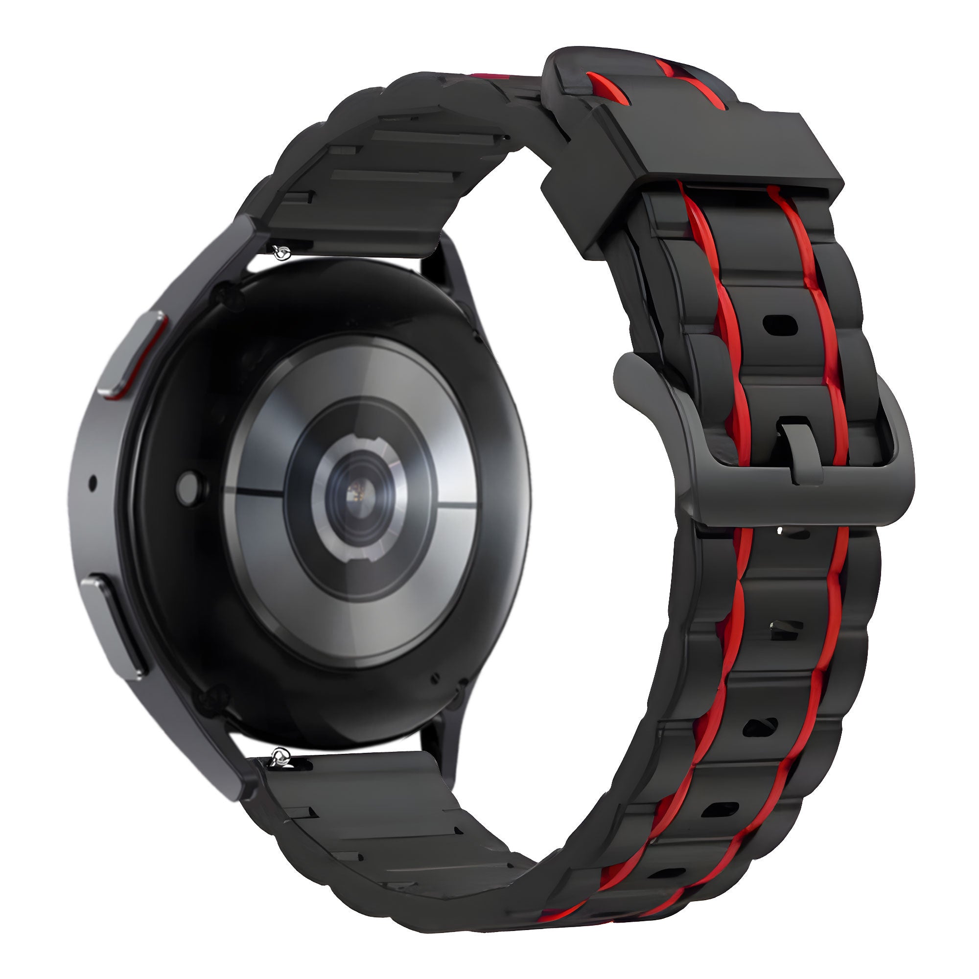 Bandz Huawei Watch GT 6 - 46mm Gestreiftes Sportarmband (Schwarz/Rot)