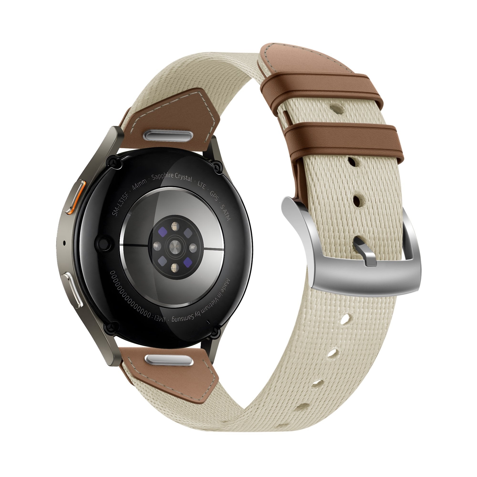 Bandz Withings ScanWatch 2 - 38mm Leder Hybrid Armband 'Easy Fit' (Beige/Braun)