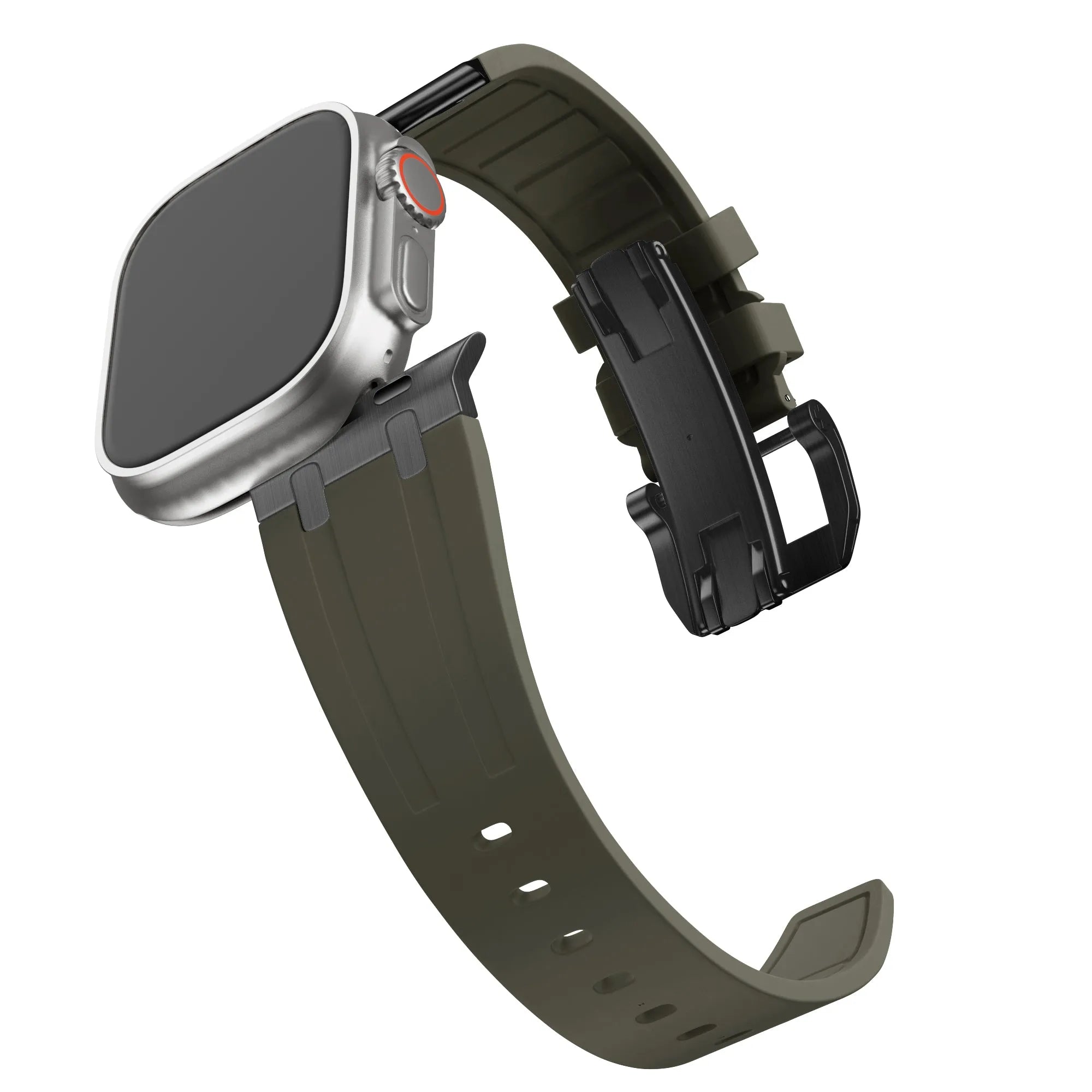 Bandz Apple Watch Silikonarmband 'Luxe Liquid' (Braun mit Schwarz)