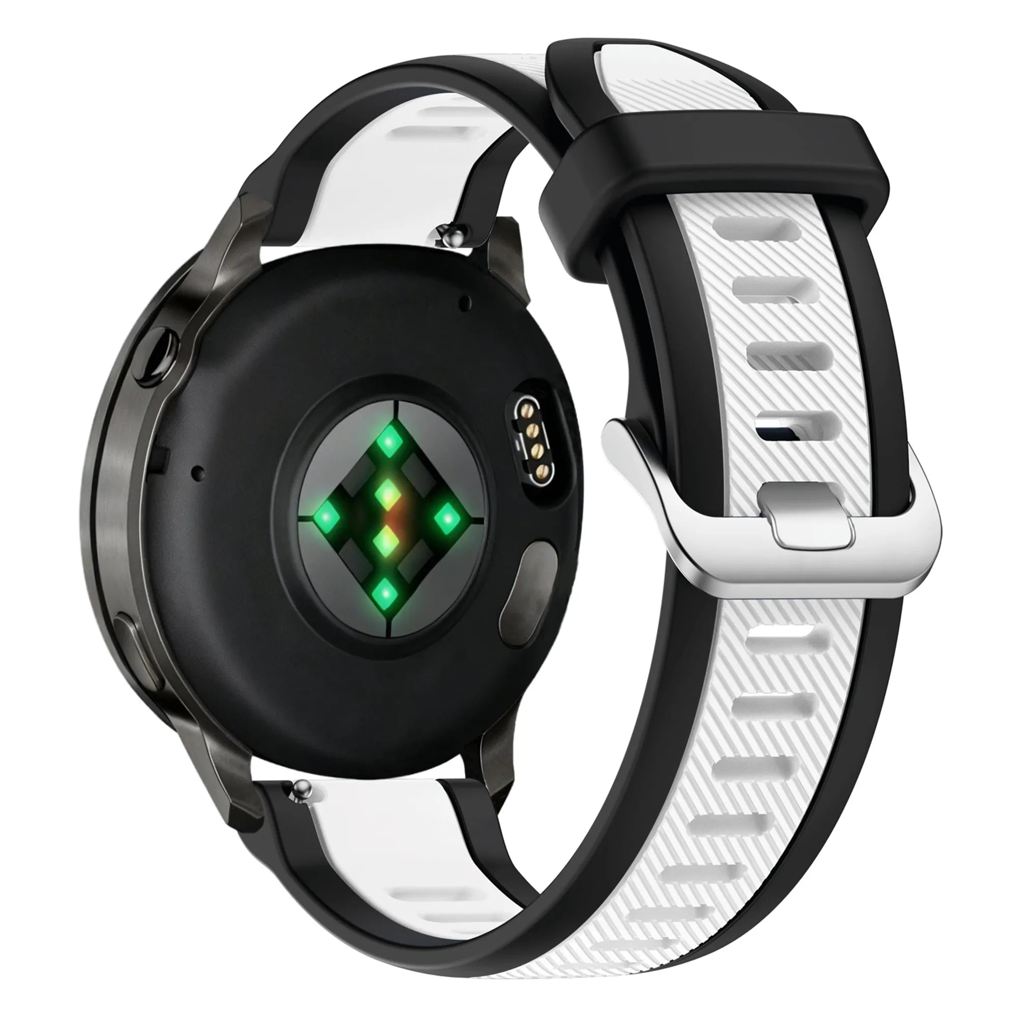 Bandz Garmin Forerunner 570 - 42mm Dual Sportarmband mit Schnalle (Schwarz/Weiß)