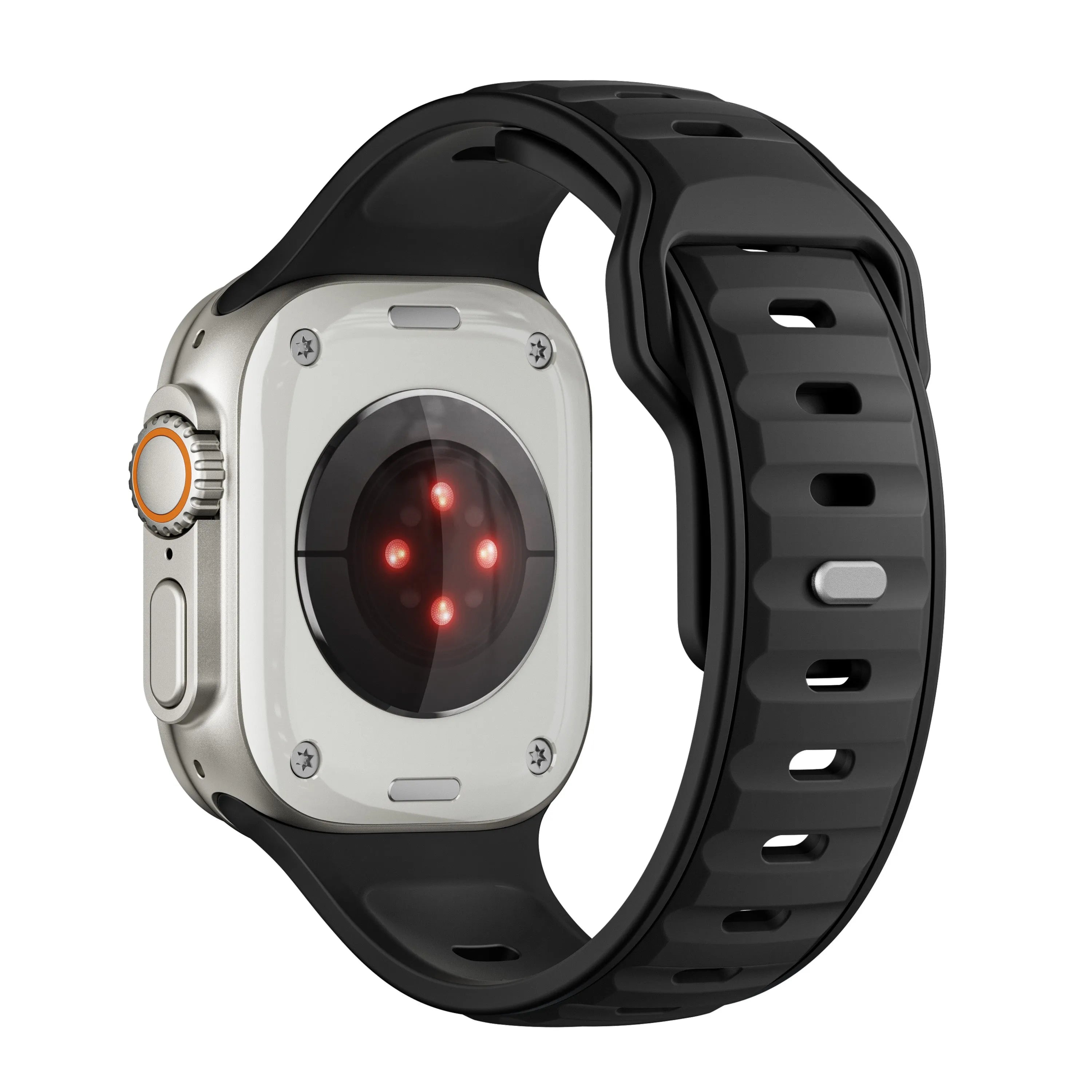 Apple Watch Premium Outdoor Silikonarmband (Schwarz/Schwarz)