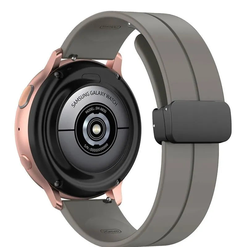 D-Buckle Silicone Strap, dark grey, on a watch, 3/4 rear view