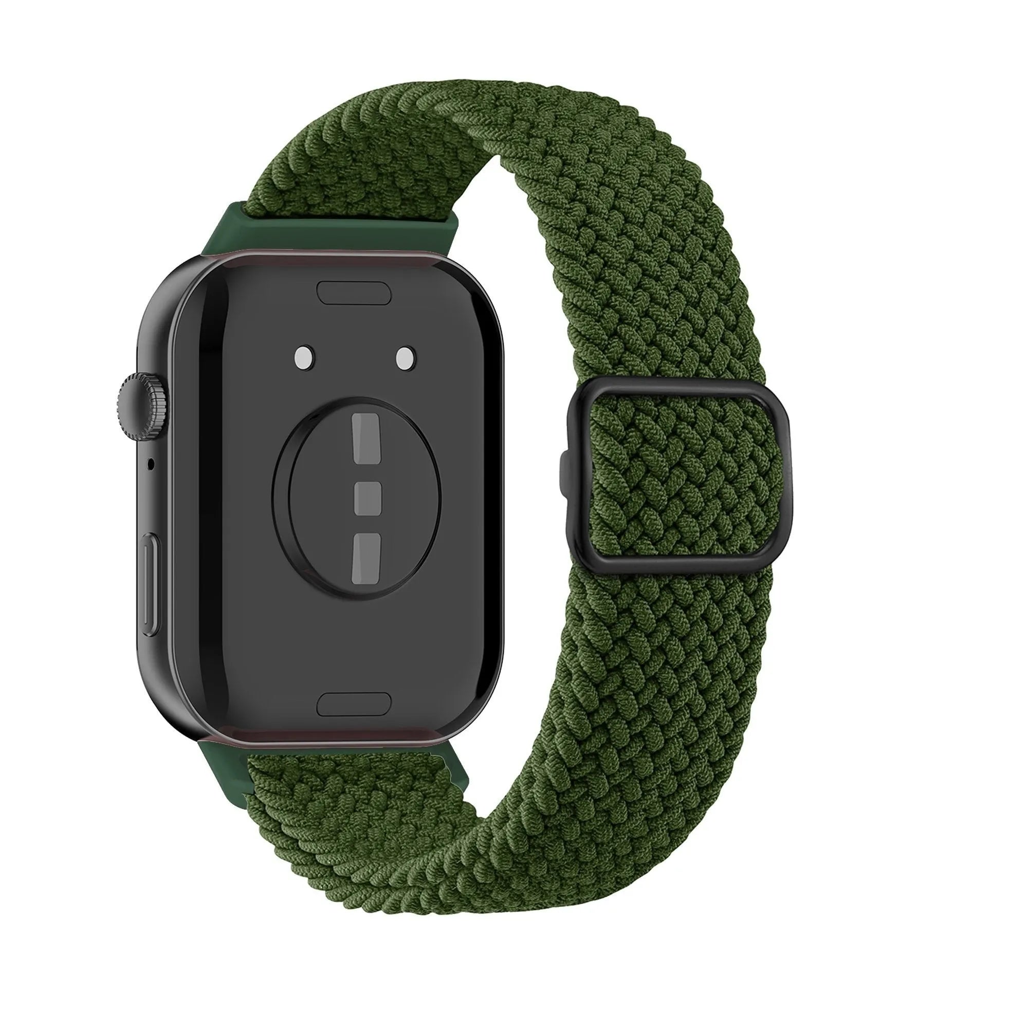 Nylon Adjustable Braided Strap, on a watch, 3/4 rear view