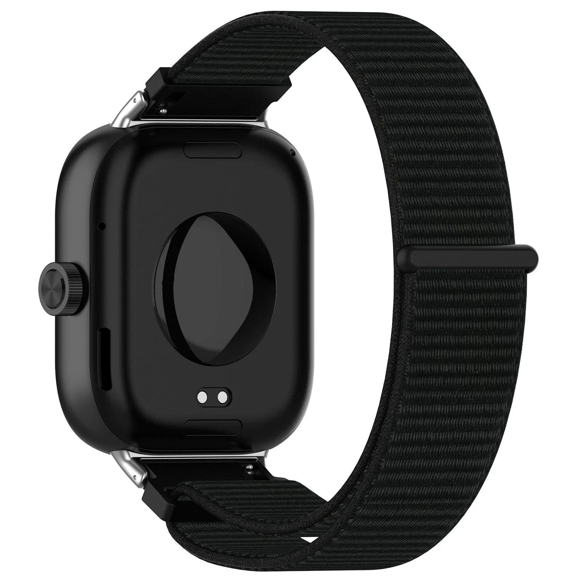 Nylon Strap, black, on a watch, 3/4 rear view