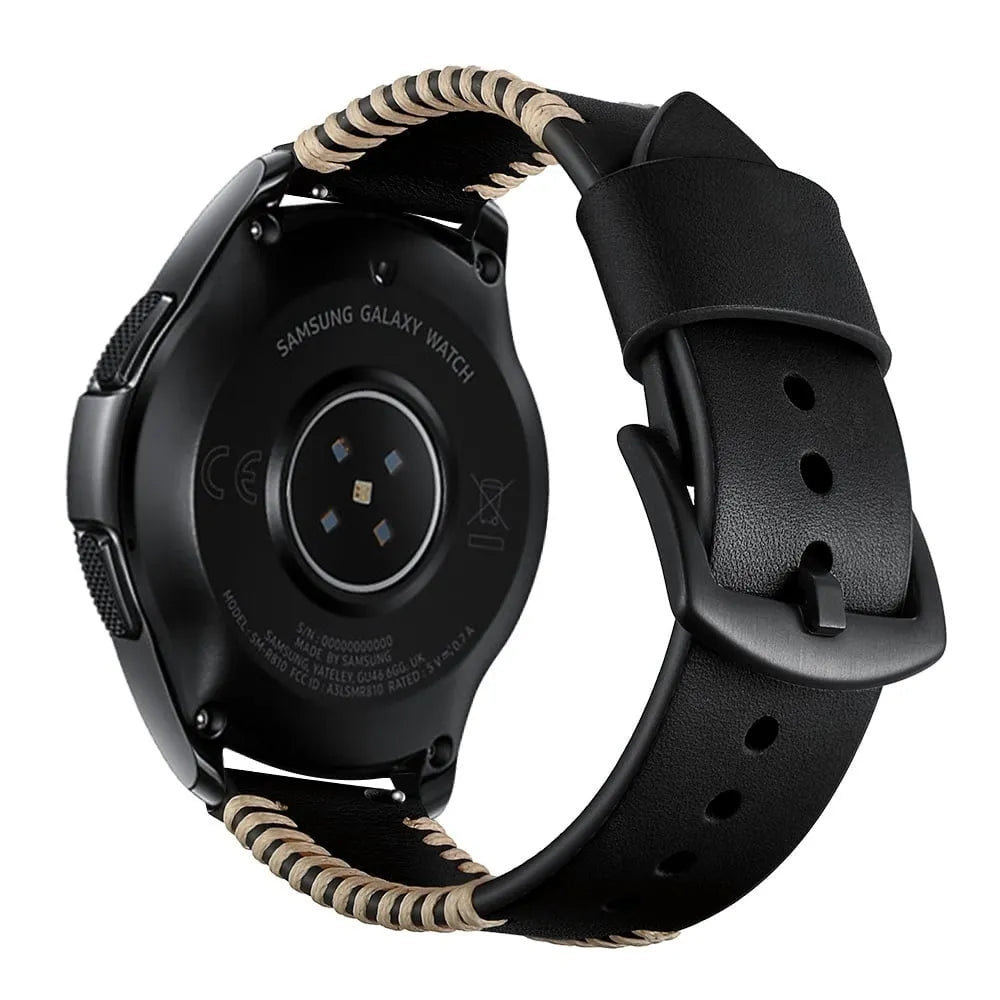 Suunto Vertical Stitched Lederarmband (Schwarz)