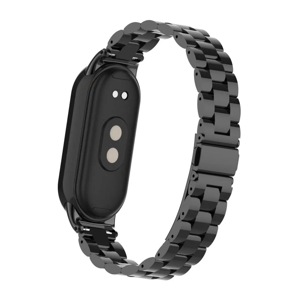 Steel Strap, black, on a watch, 3/4 rear view