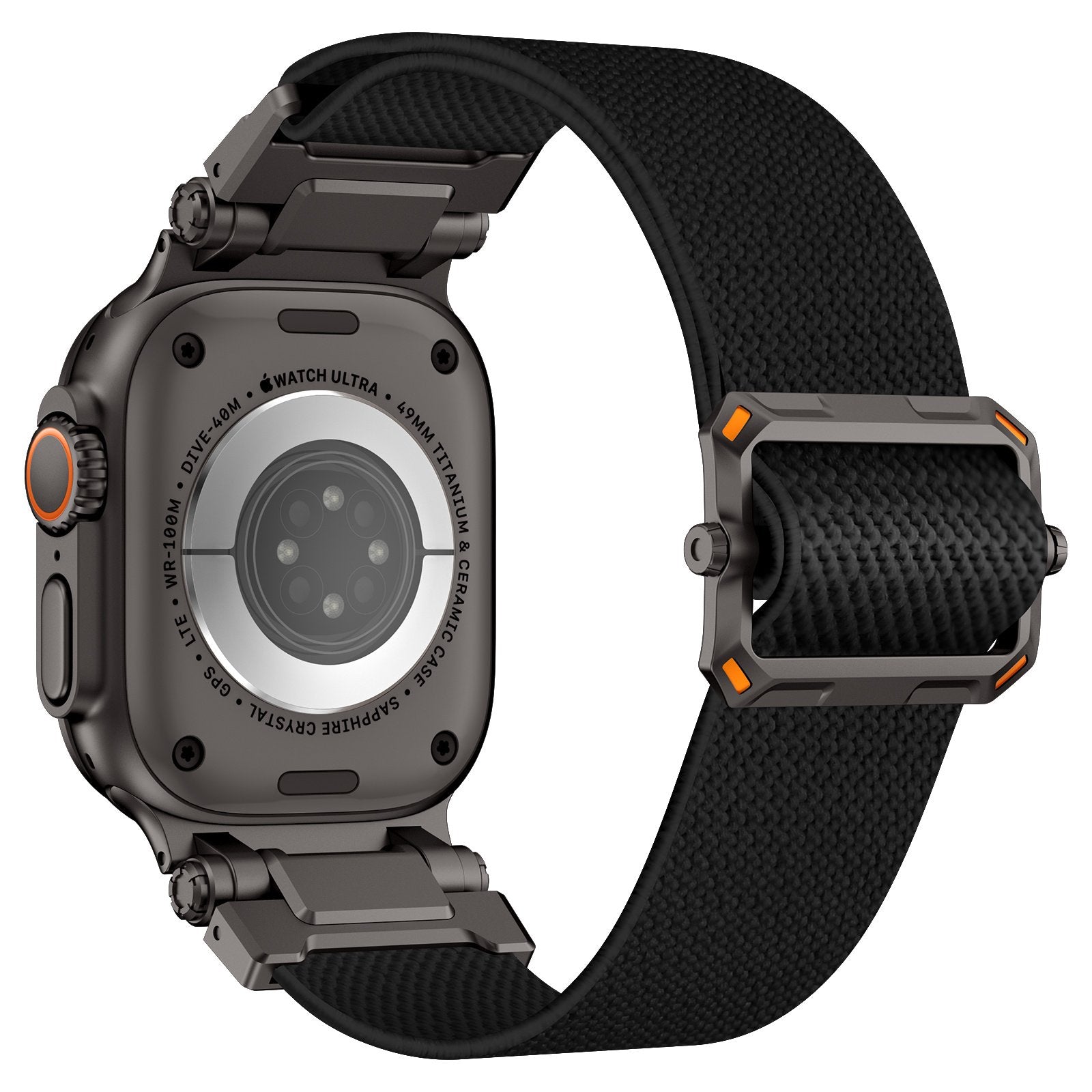 Apple Watch Ultra Polyester Explorer Armband (Schwarz mit Schwarz)