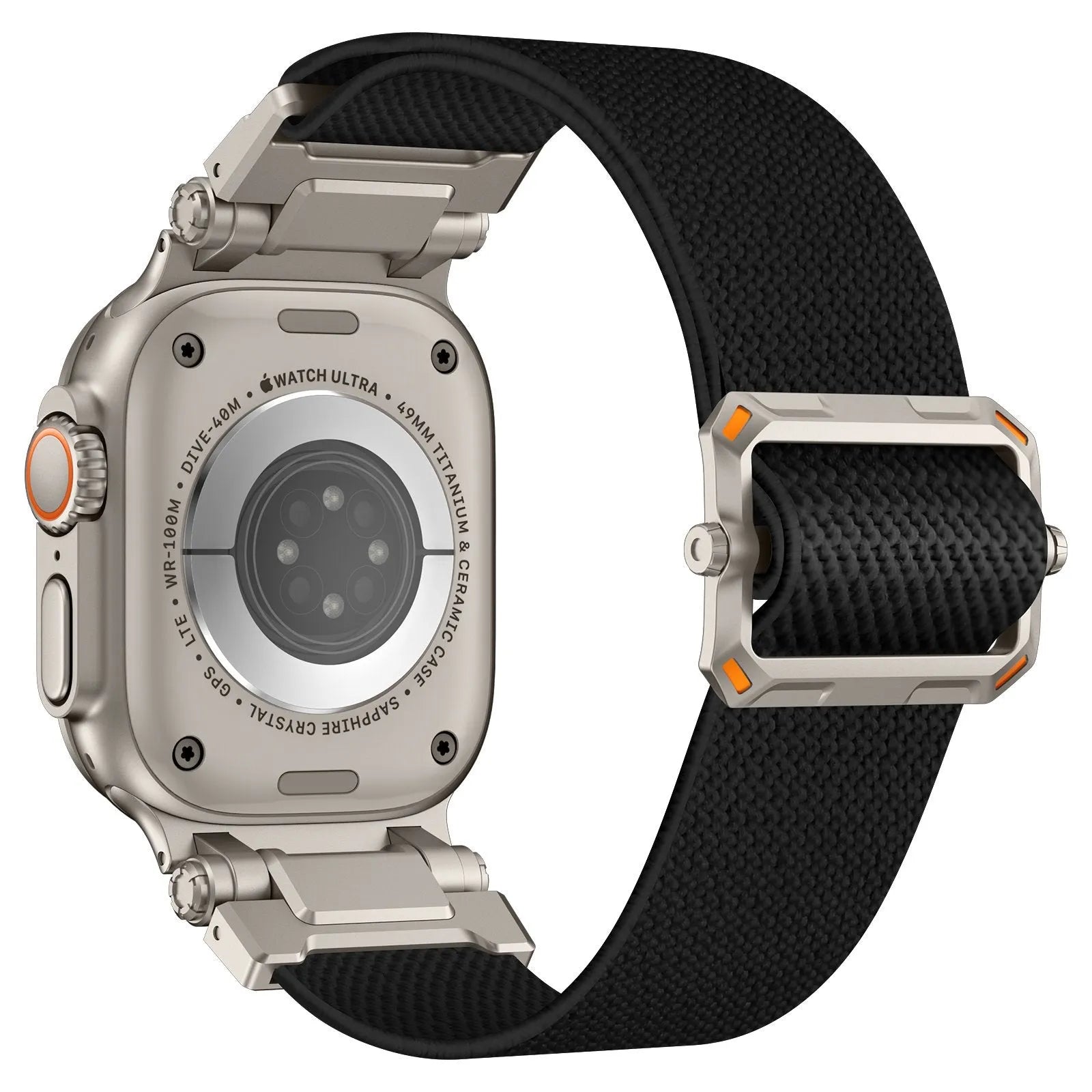 Apple Watch 'Explorer' Polyester Armband (Schwarz mit Titan)