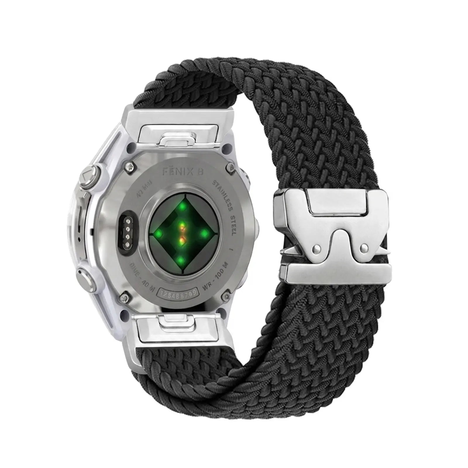 Garmin D2 Mach 2 - 47mm Geflochtenes Armband mit P-Schnalle (Schwarz mit Silber)