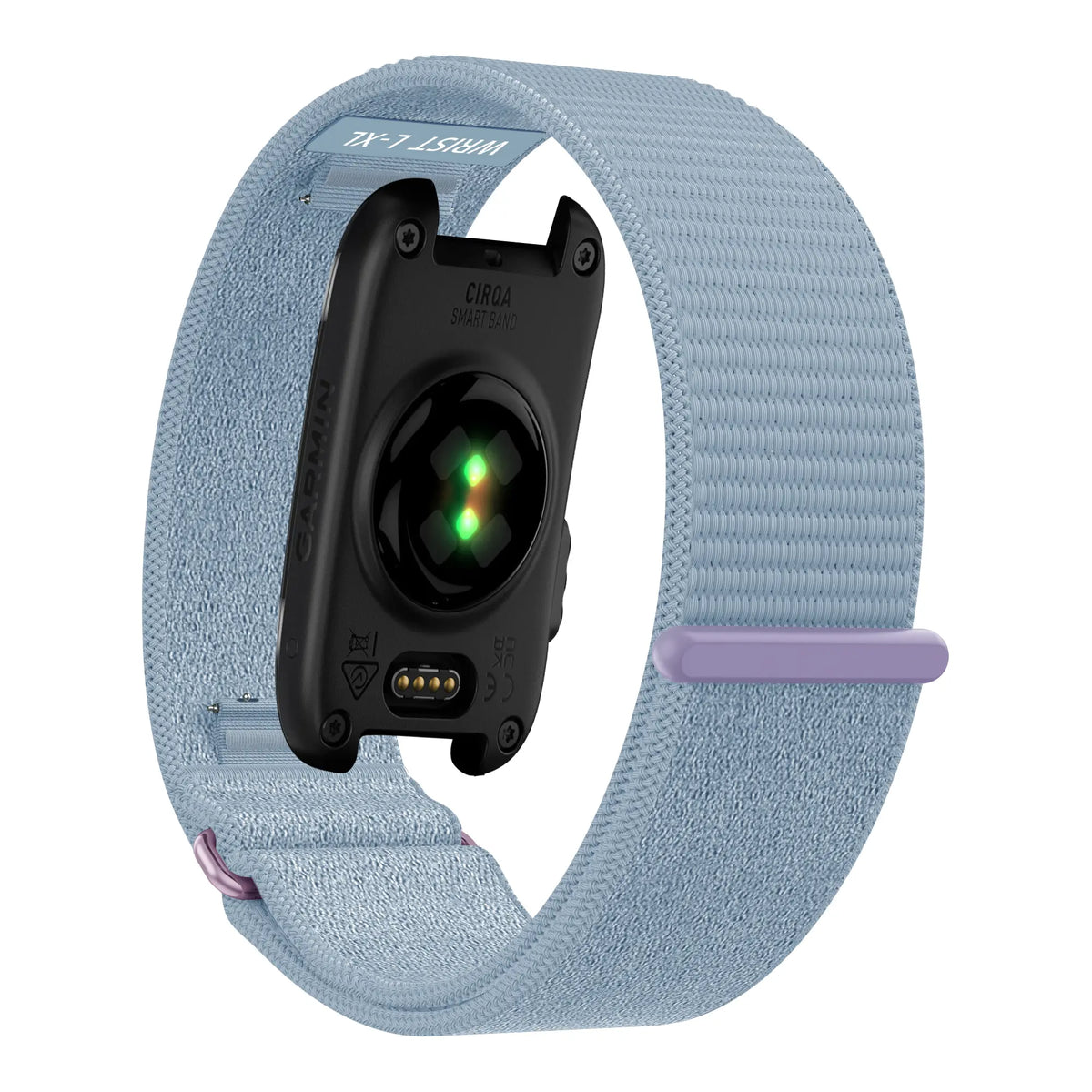 Nylon Strap 'Classic', light blue, on a watch, 3/4 rear view