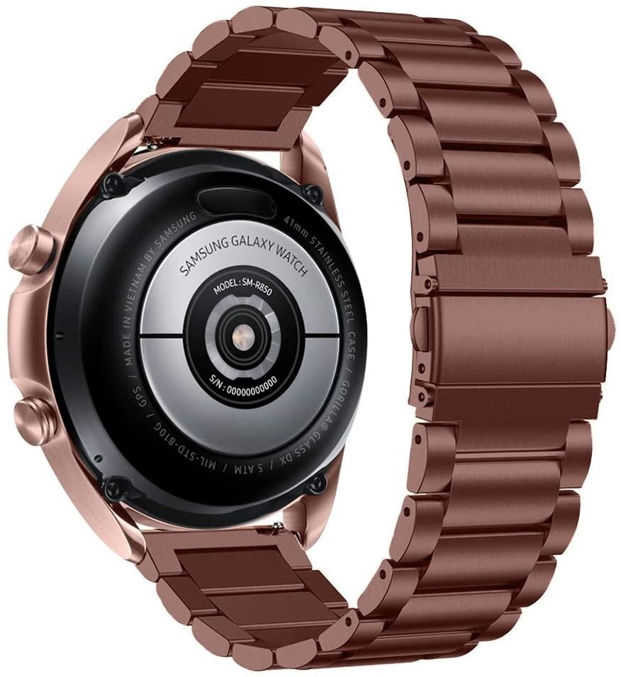 Steel Strap, bronze, on a watch, 3/4 rear view