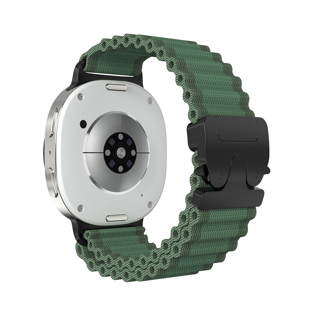 Samsung Galaxy Watch 8 Classic Outdoor Nylonarmband mit P-Schnalle (Grün mit Schwarz)